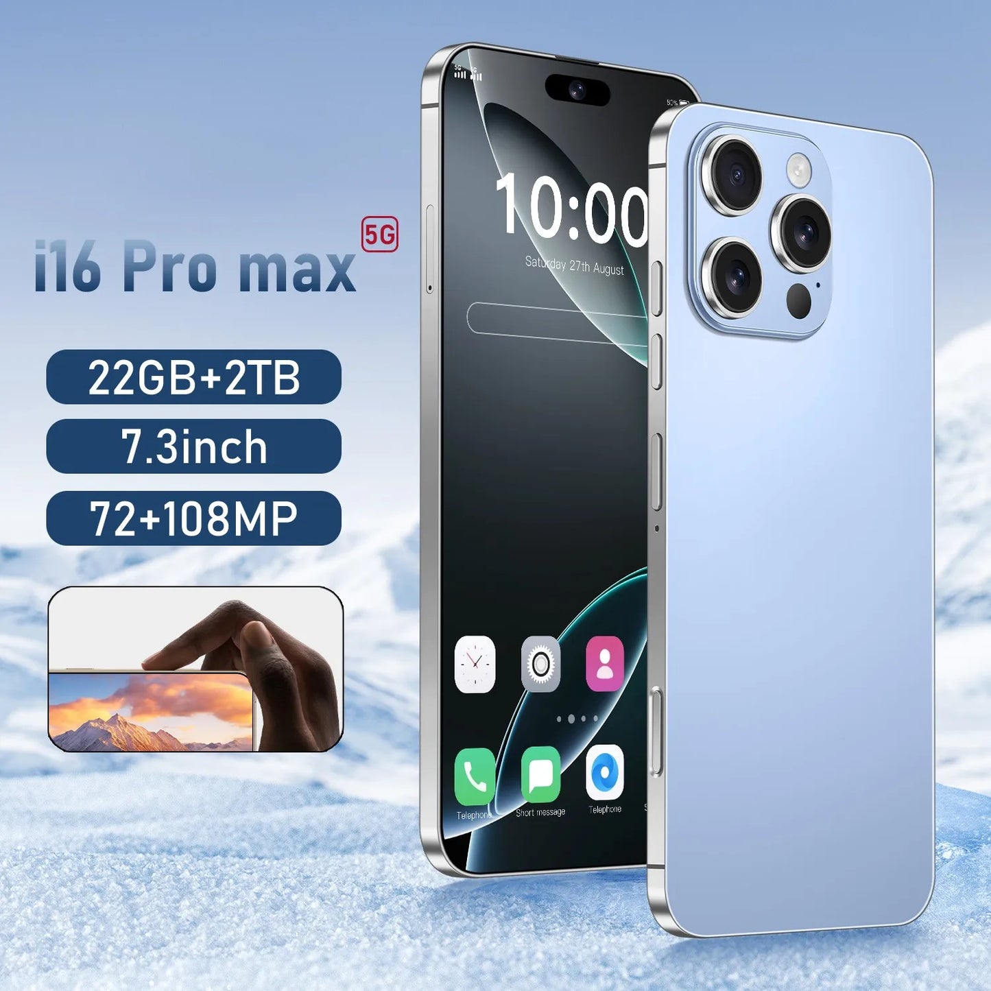 New i16 Pro Max original intelligent 5G dual card dual standby Android 14 system global version phones 8000mAh battery