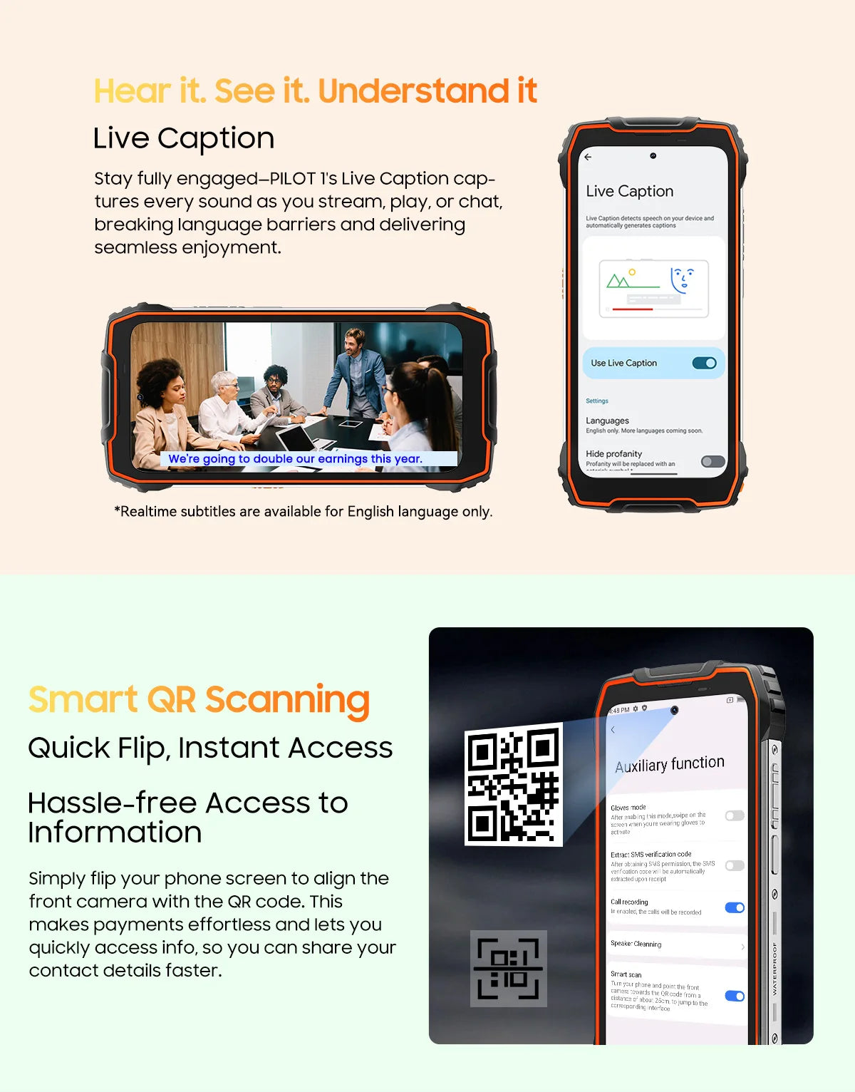 Blackview OSCAL PILOT 1 Rugged Phone, 6GB 256GB Smartphone Helio G81, 6.67'' Display Mobile Phone With 15000mAh, NFC Cellphones