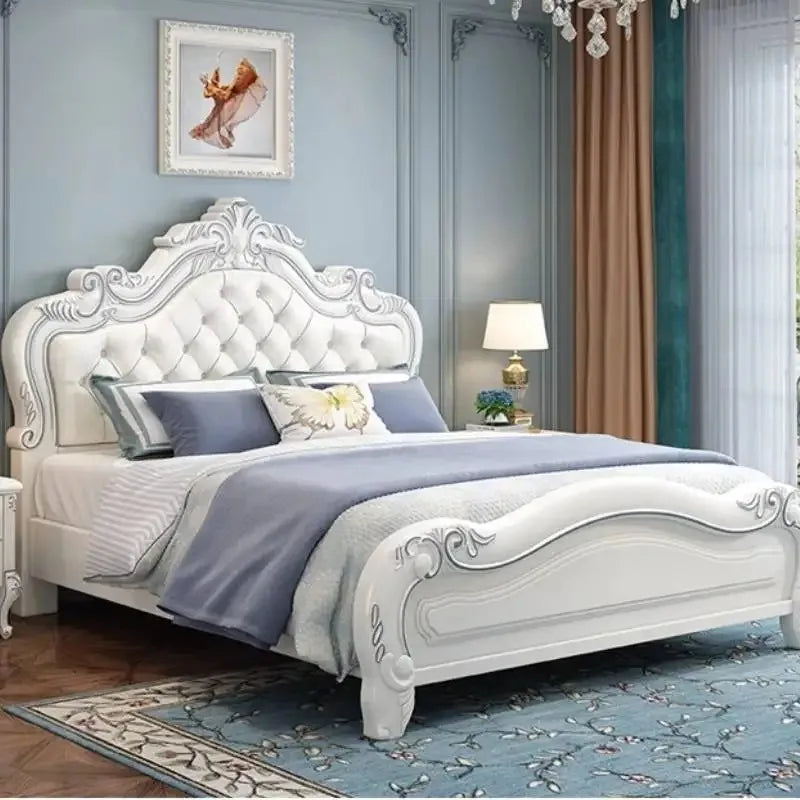 Princess Wood Frame Bed Modern Platform Designer Wooden Full Set Bed Double Headboards Luxury Camas De Dormitorio Home Furniture