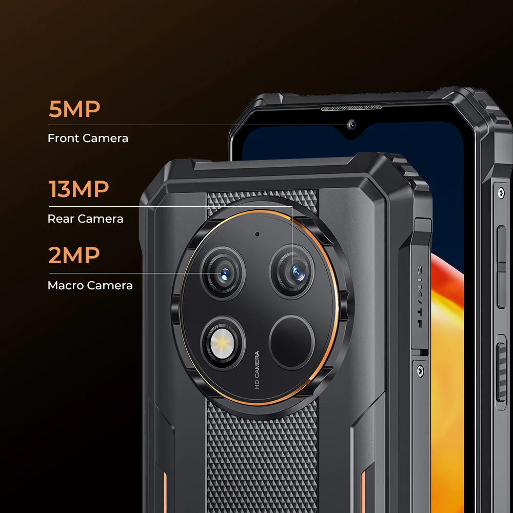 Oukitel WP28 E 4G Rugged Smartphone Android14 10600mAh Battery 4GB+64GB Mobile Phone 6.52 Inch HD+ 13MP Camera 18W Cellphone