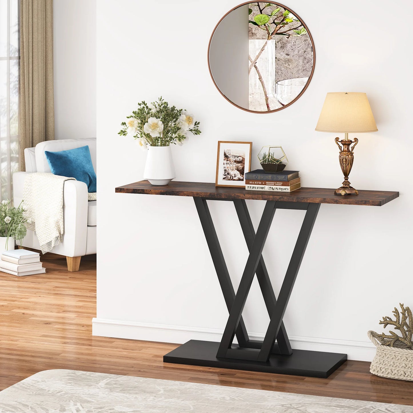 Tribesigns 43 Inch Console Table Industrial Entryway Hallway Table Living Room Furniture