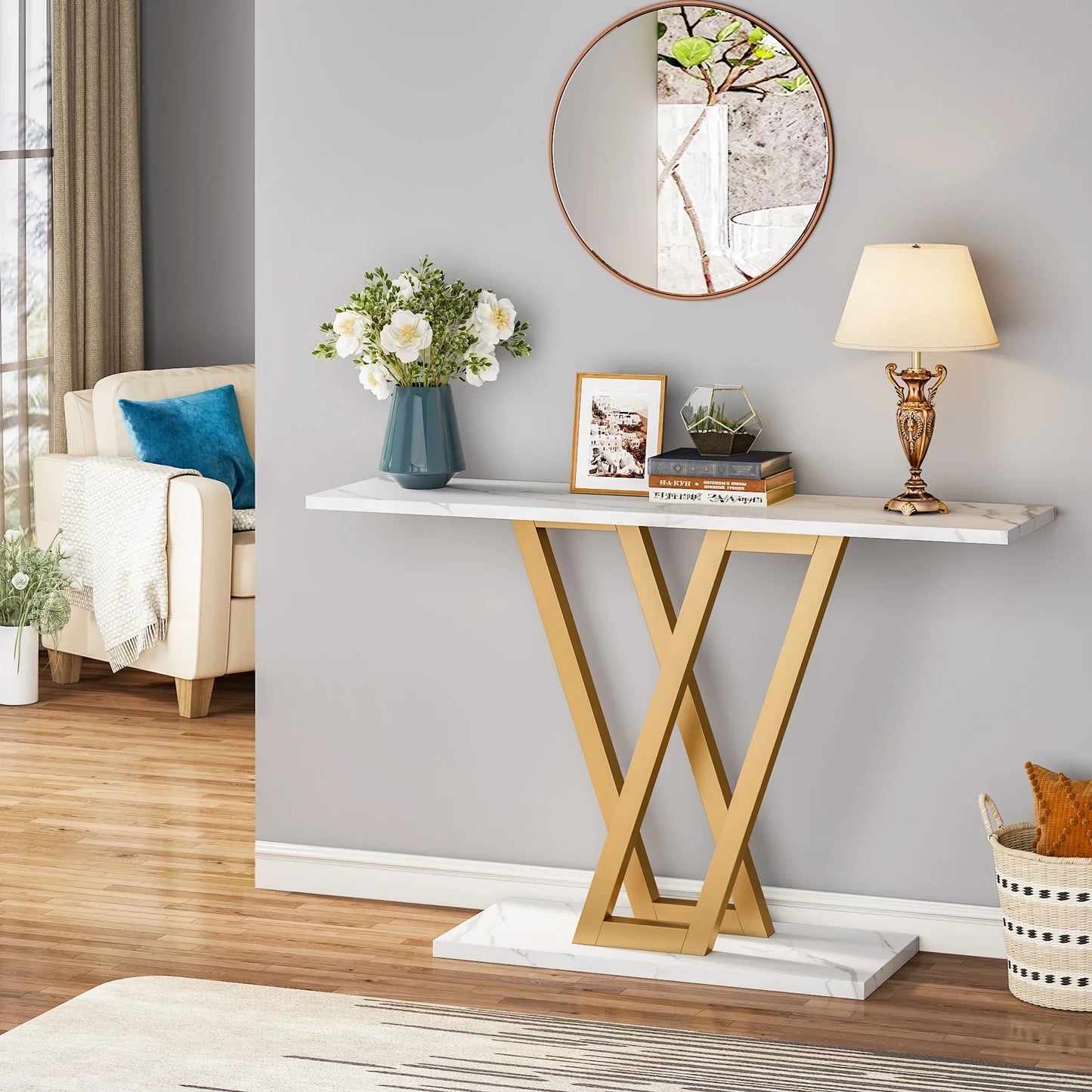 Tribesigns 43 Inch Console Table Industrial Entryway Hallway Table Living Room Furniture