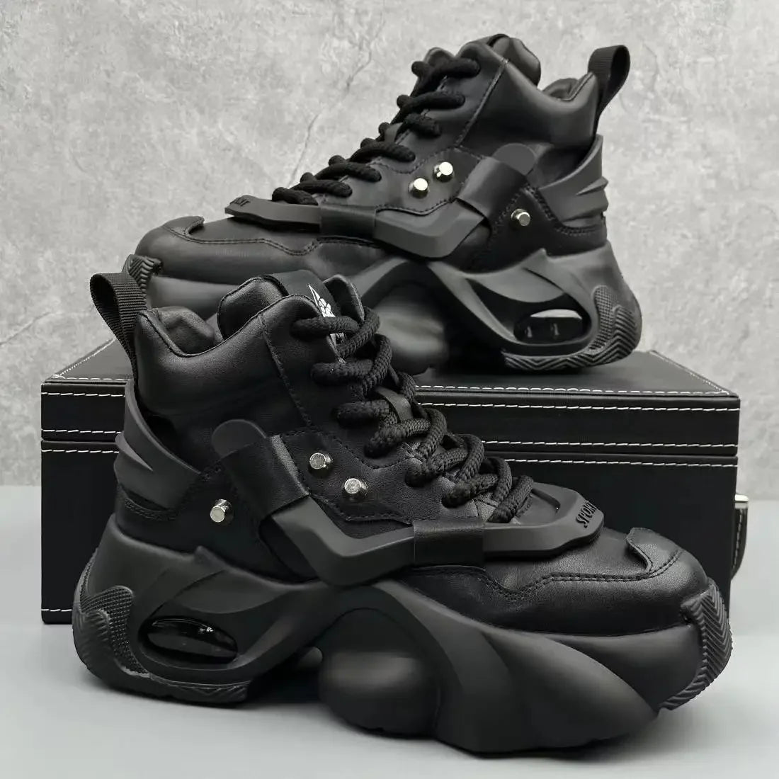 Men's Boots High Top New Trend Wear-resistant Synthetic Leather Boots Casual Lace Up Height Increasing Fashion Boots 2025