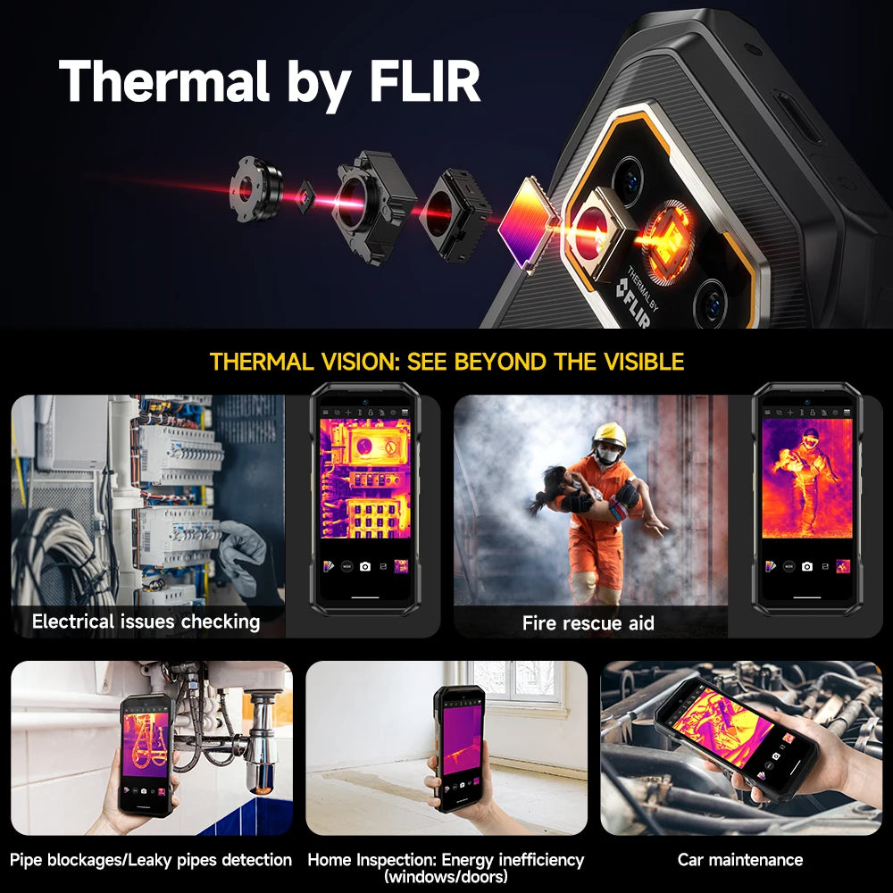 Ulefone Armor 27T 4G THERMAL BY FLIR® Rugged Phone 10600mAh Up to 24GB+256GB 6.78"FHD 120Hz Night Vision Android 14 Smartphone
