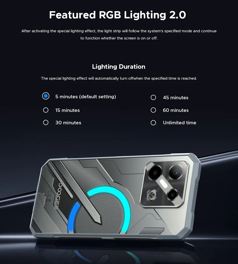 Global Version DOOGEE Blade GT Play Rugged Phone 20(8+12)GB 256GB 6.72” FHD+ 120Hz LED Light Effect Dimensity 7025 50MP Camera