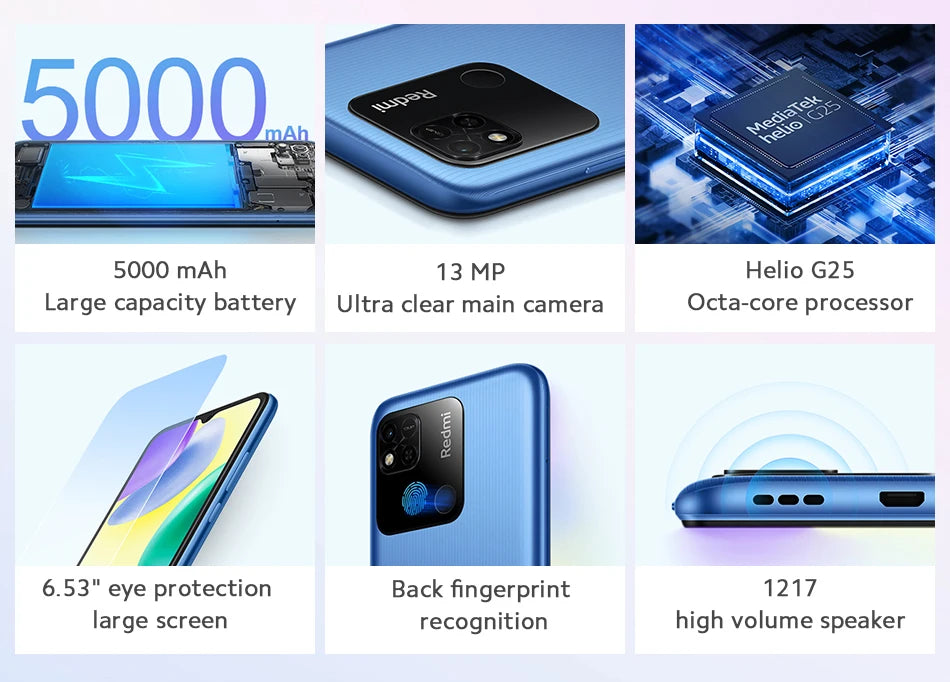 Xiaomi Redmi 10A Smartphone 13MP HD Display Helio 6.53' G25 Octa Core Fingerprint 5000mAh Global Firm Used phone