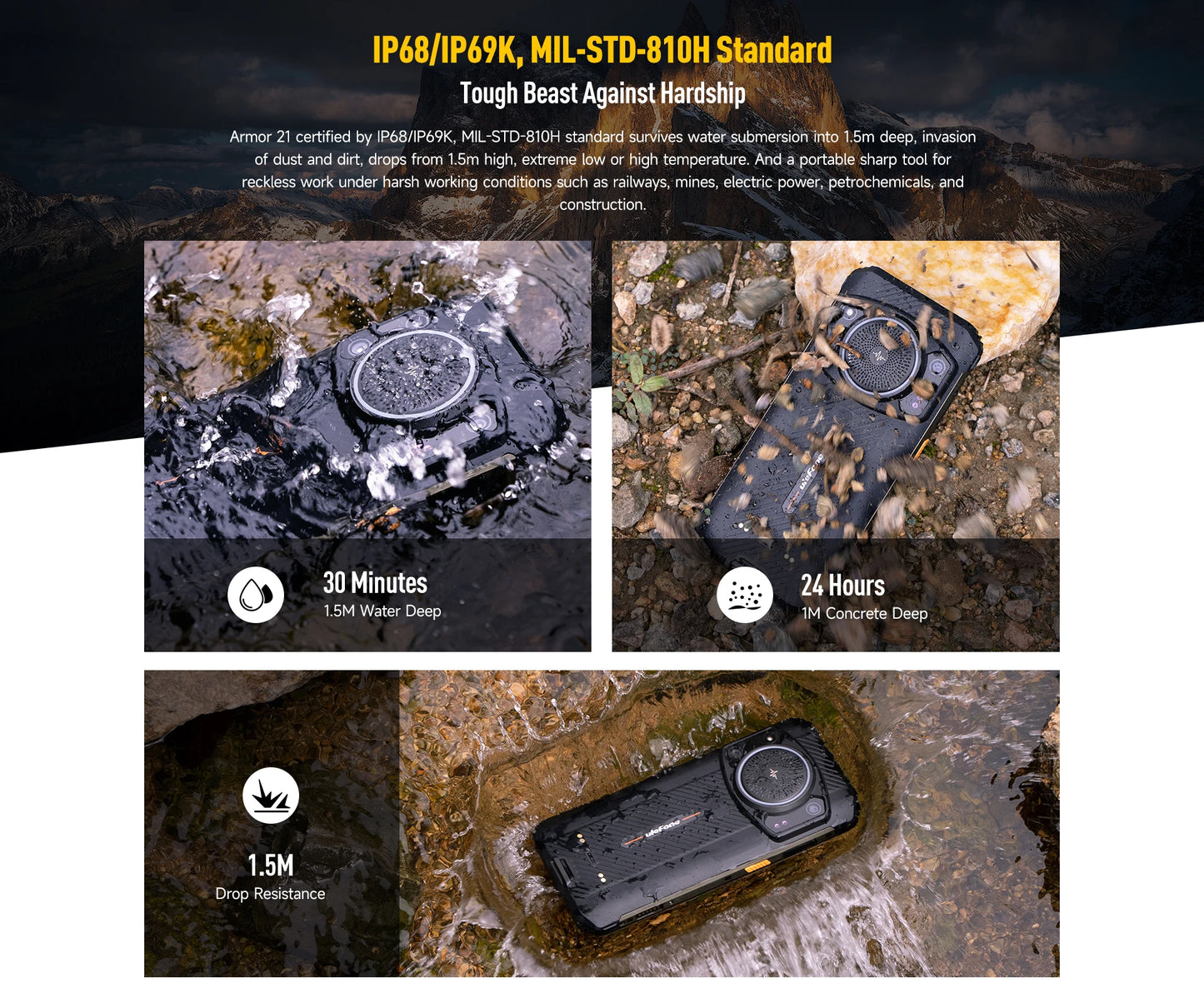 (2023 New) Ulefone Armor 21 Smartphone, G99 Android 13, 16GB RAM, 256GB ROM, Rugged Phone, 64MP, 9600mAh, Mobile phone, Global