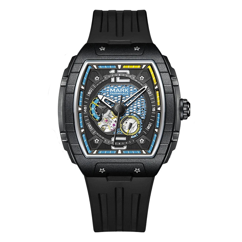 Mark Fairwhale New Men Automatic Watches Tourbillon Mechanical Watch Tonneau Dial Luminous Waterproof Fashion for Men Wristwatch