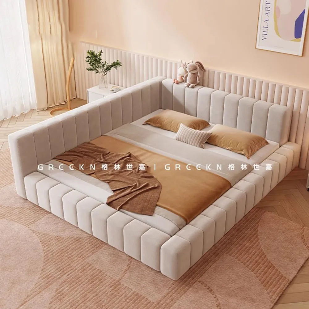 Luxury King Size Bed With Multifunctional Headboard European Design Stylish Lounge Furniture For Modern Bedroom Decor Decoration