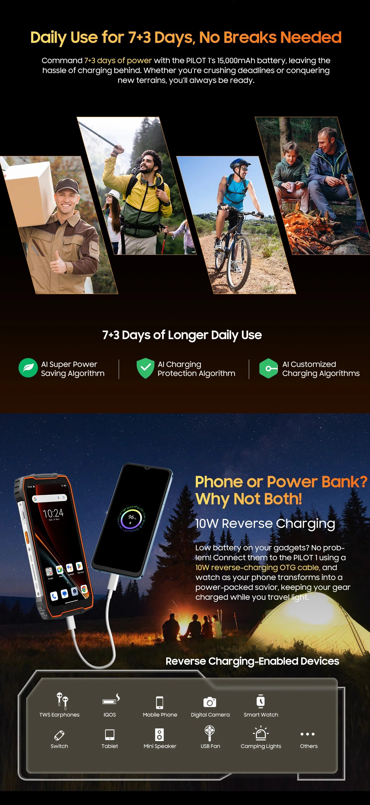 Blackview OSCAL PILOT 1 Rugged Phone, 6GB 256GB Smartphone Helio G81, 6.67'' Display Mobile Phone With 15000mAh, NFC Cellphones