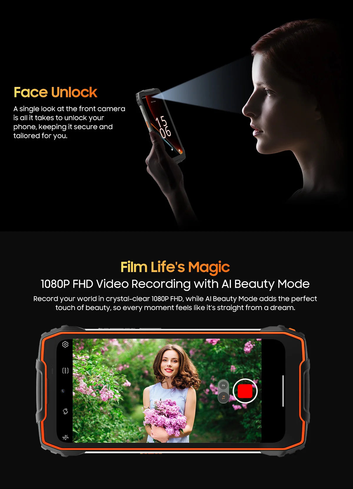 Blackview OSCAL PILOT 1 Rugged Phone, 6GB 256GB Smartphone Helio G81, 6.67'' Display Mobile Phone With 15000mAh, NFC Cellphones