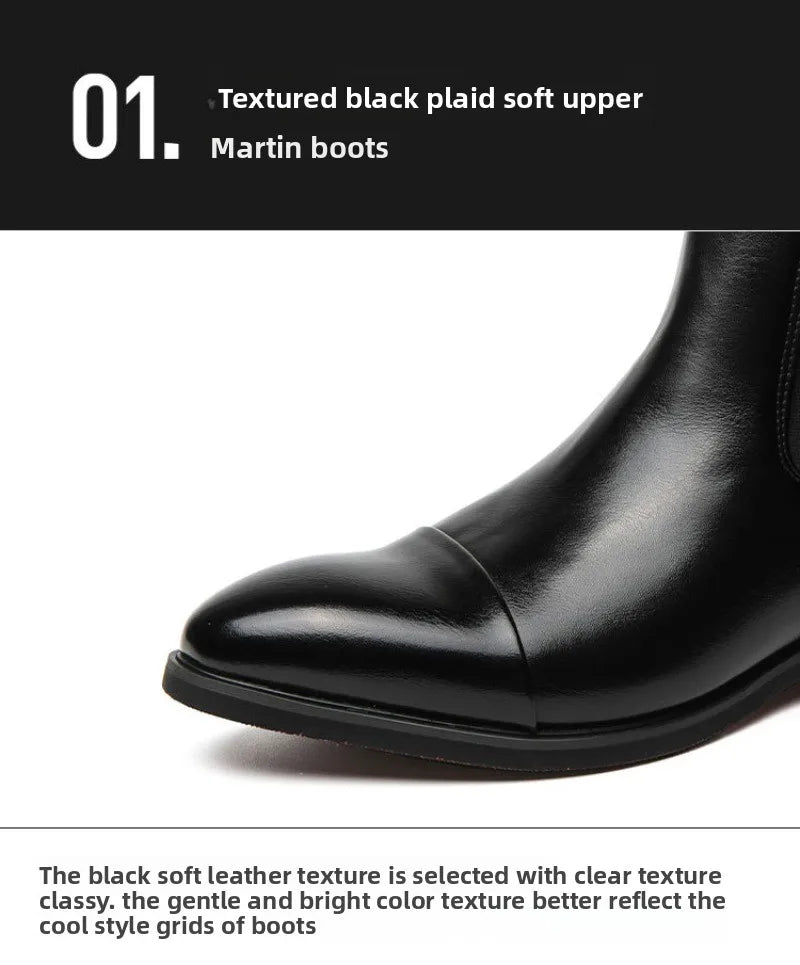 Luxury Brand Men Chelsea Boots Fashion Pointed Toe High Top Leather Boots Business Dress Boots for Men 2025New Casual Ankle Boot