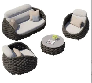 Elegant and Durable Outdoor Rattan Furniture Set with Modular Sectional Design