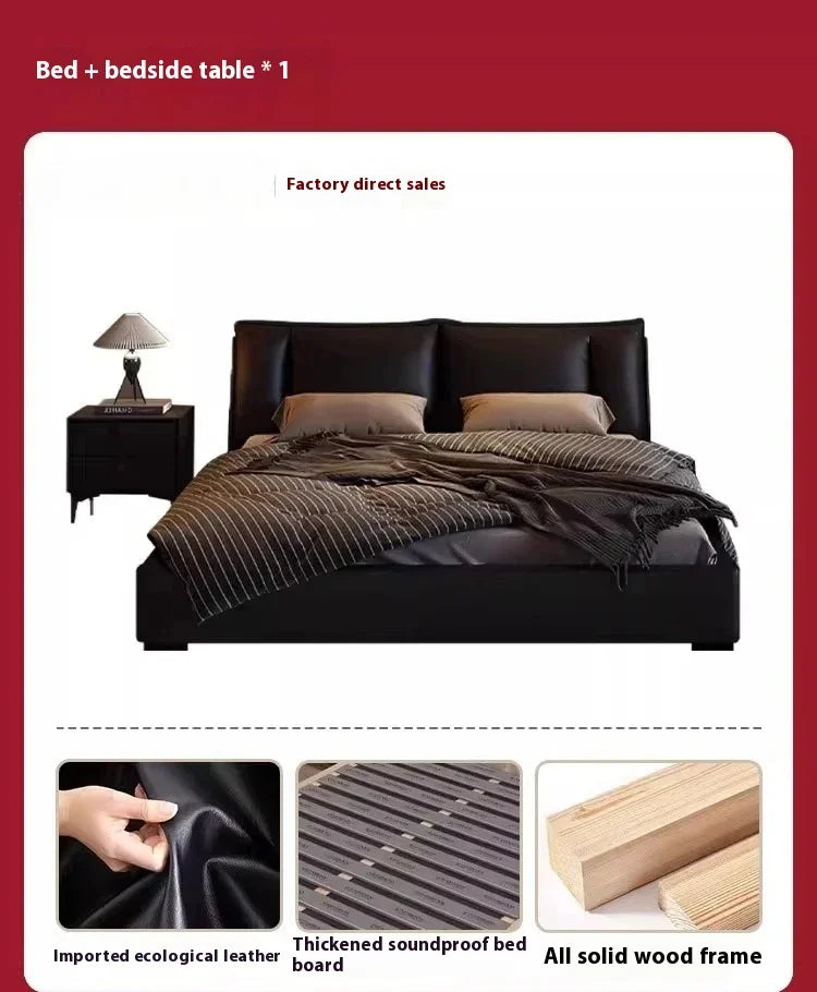 180X200cm Double Luxury King Size Bed with Office Headboards Racks and Frame Bedroom Sets Full Set Furniture Bed with Storage
