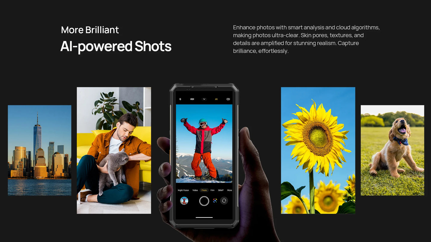 【Ships from US】Ulefone Armor 34 Pro 5G AI Rugged Phone 25500mAh Up to 32GB+512GB Built-in Projector 120Hz 6.95" NFC Smartphone