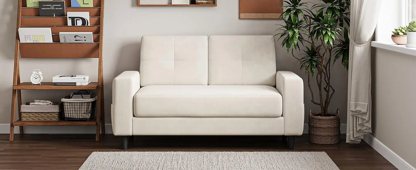 Loveseat Sofa W/armrests & backrests, 53" Small Spaces 2 Seater Mini Couch for Apartment, Office & Living Room, Living Room Sofa
