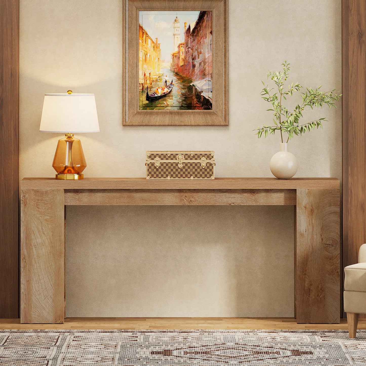 Tribesigns 63-Inch Long Console Table, Farmhouse Wooden Sofa Table Behind The Couch, Narrow Entryway Table for Entrance, Hallway