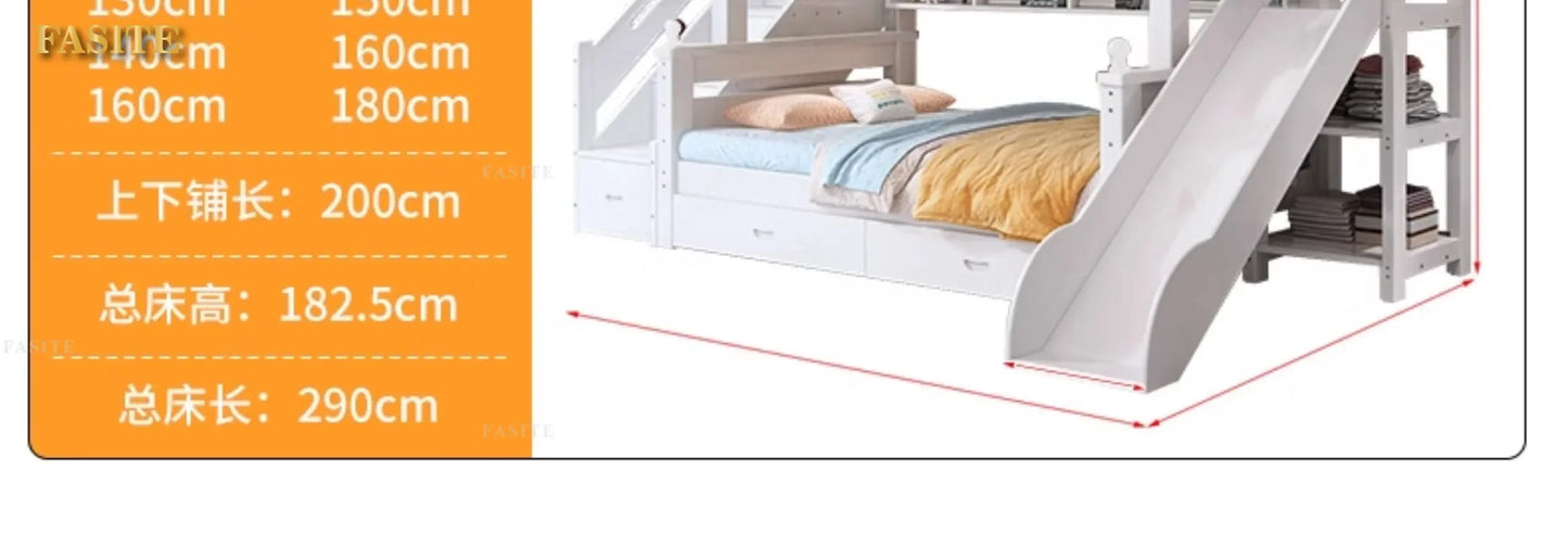 Solid wood bunk bed bunk high and low mother and child upper and lower bed small apartment crown children's slide sibling