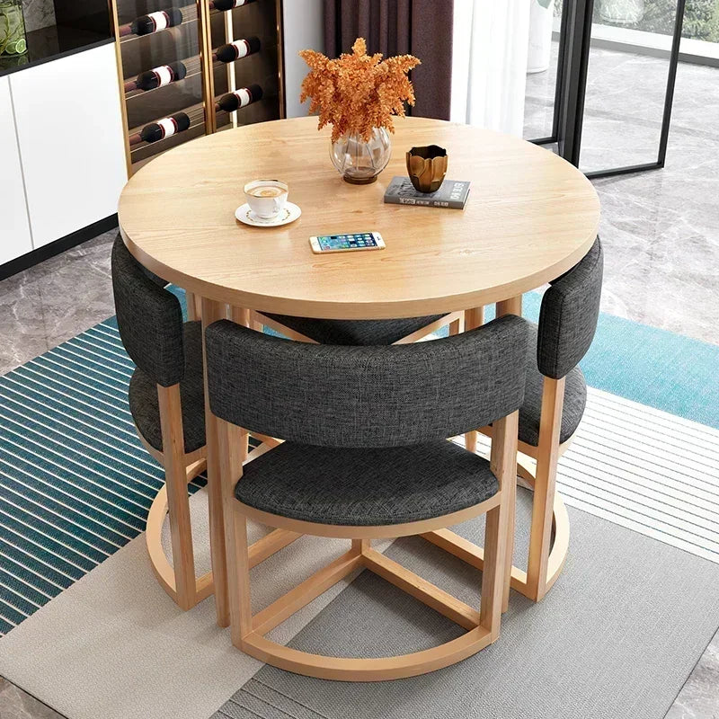 Round Mobile Dining Tables Set Kitchen Center Wood Table Hotel Extendable Luxury Floor Mesa Comedor Mesa Comedor Home Furniture