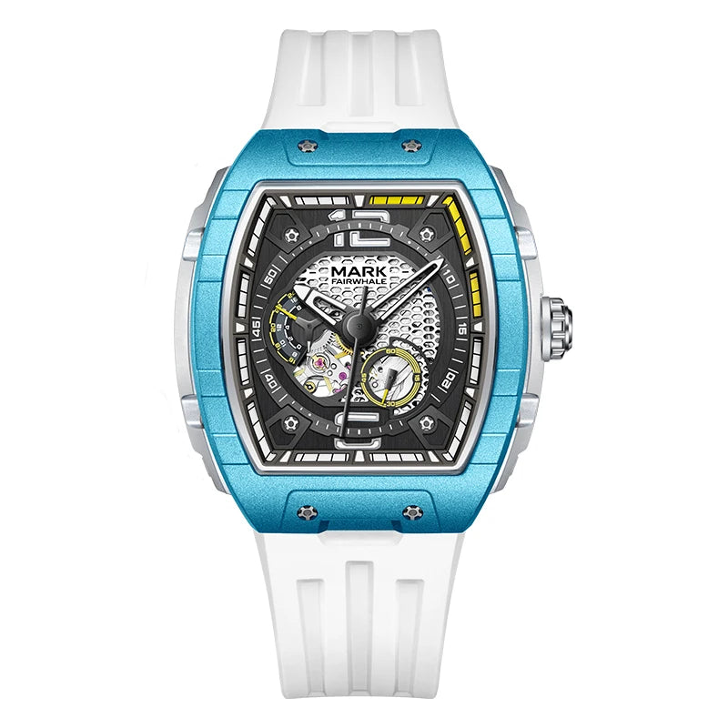 Mark Fairwhale New Men Automatic Watches Tourbillon Mechanical Watch Tonneau Dial Luminous Waterproof Fashion for Men Wristwatch