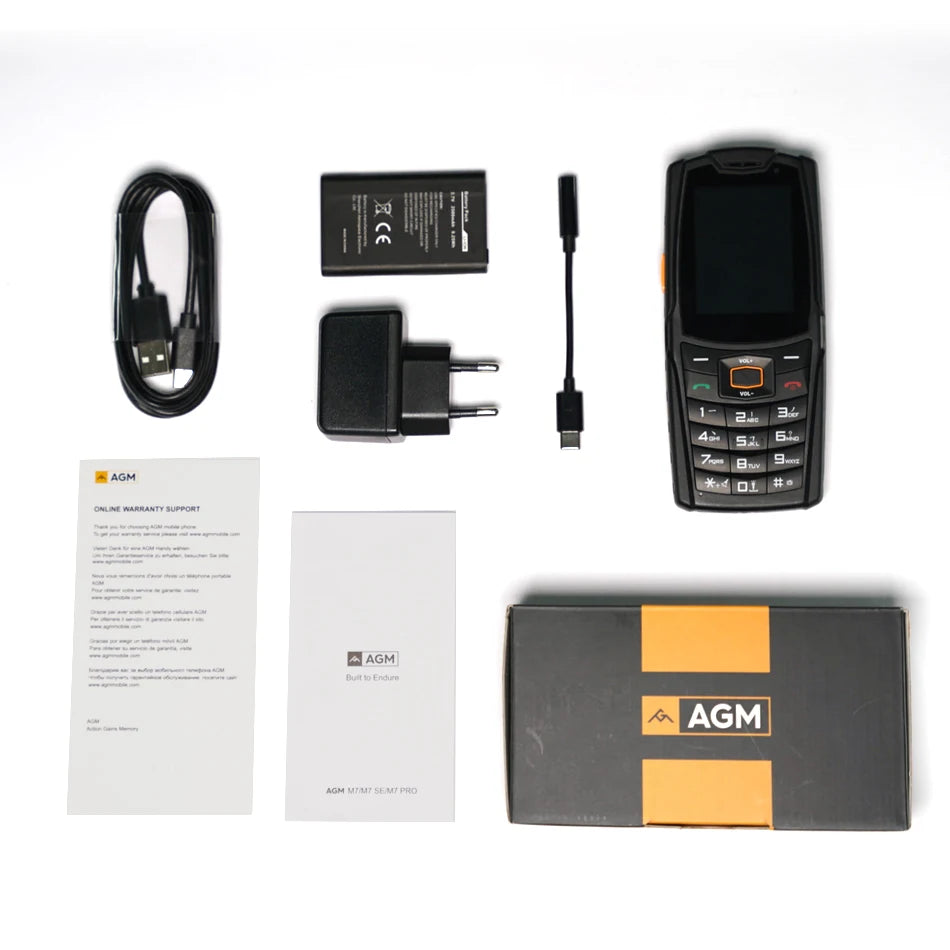 AGM-M7 Feature Phone4G, Android Waterproof Touch Screen Mobile Phone, 2500mAh Cellphone, English, Russia, Keypad Rugged Phone