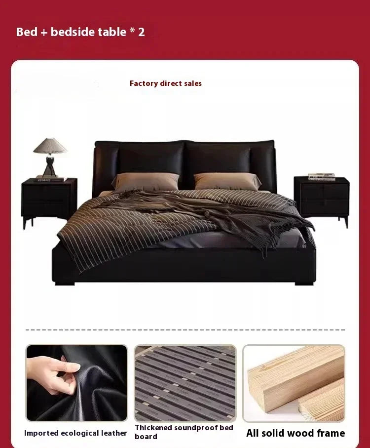 180X200cm Double Luxury King Size Bed with Office Headboards Racks and Frame Bedroom Sets Full Set Furniture Bed with Storage