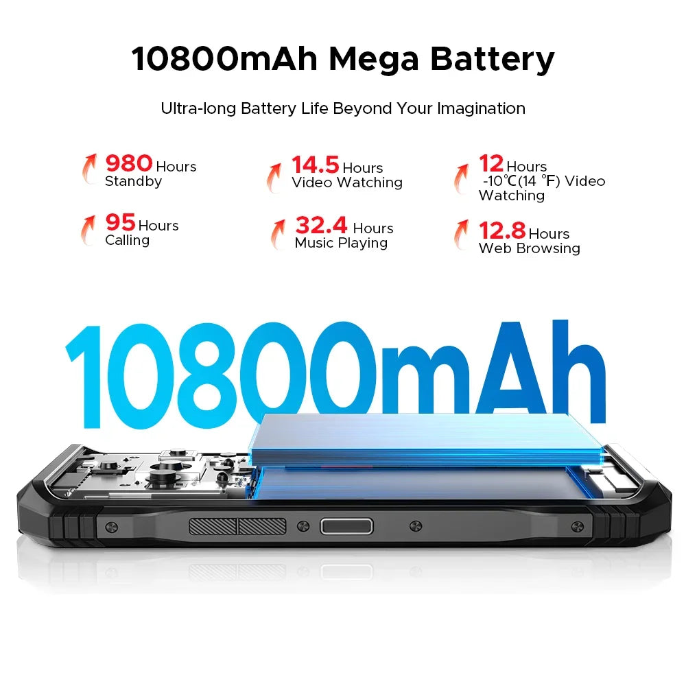 Global Version DOOGEE S118 Pro Rugged Phone 8GB 512GB 108MP AI Main Camera 6.6'' FHD 120Hz 10800mAh Battery Android 14 NFC