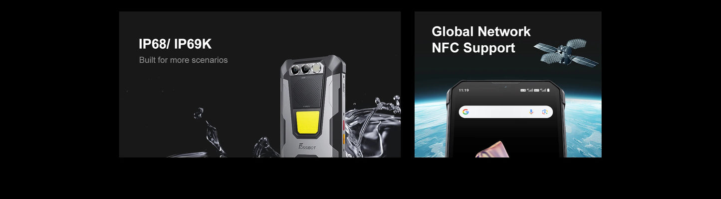 FOSSiBOT-F106PRO Rugged Smartphone, Android 14 Cellphone, 12000mAh, NFC, GPS, Helio G85, Mobile Phone, World Premiere
