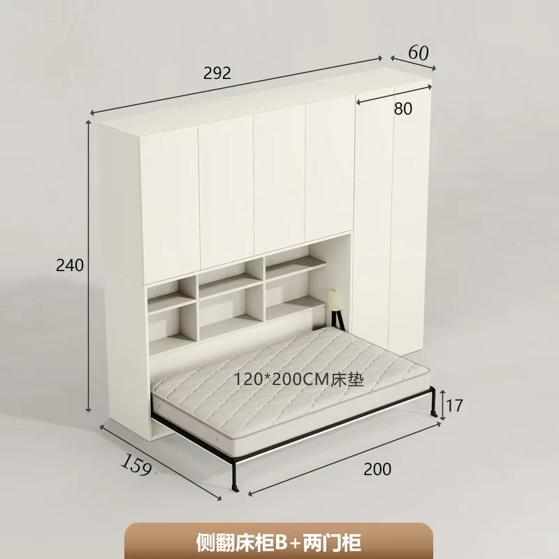 Multifunctional rollover invisible bed modern desk wardrobe integrated folding bed wall bed space saving