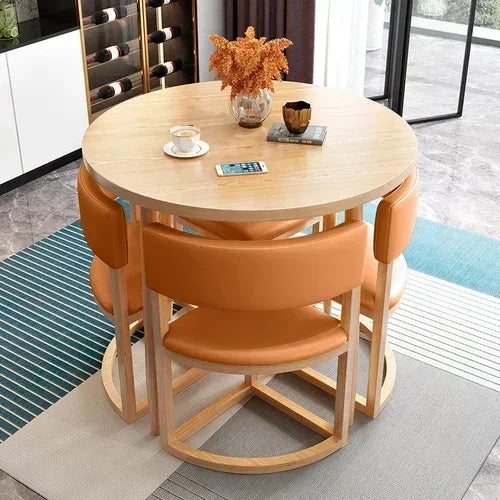 Round Mobile Dining Tables Set Kitchen Center Wood Table Hotel Extendable Luxury Floor Mesa Comedor Mesa Comedor Home Furniture