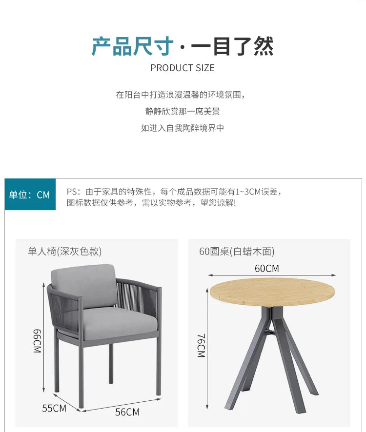 Leisure Balcony Garden Chair Coffee Table Outdoor Modern Living Room Garden Chair Hotel Aluminum Furniture Silla De Jardín MHHYY
