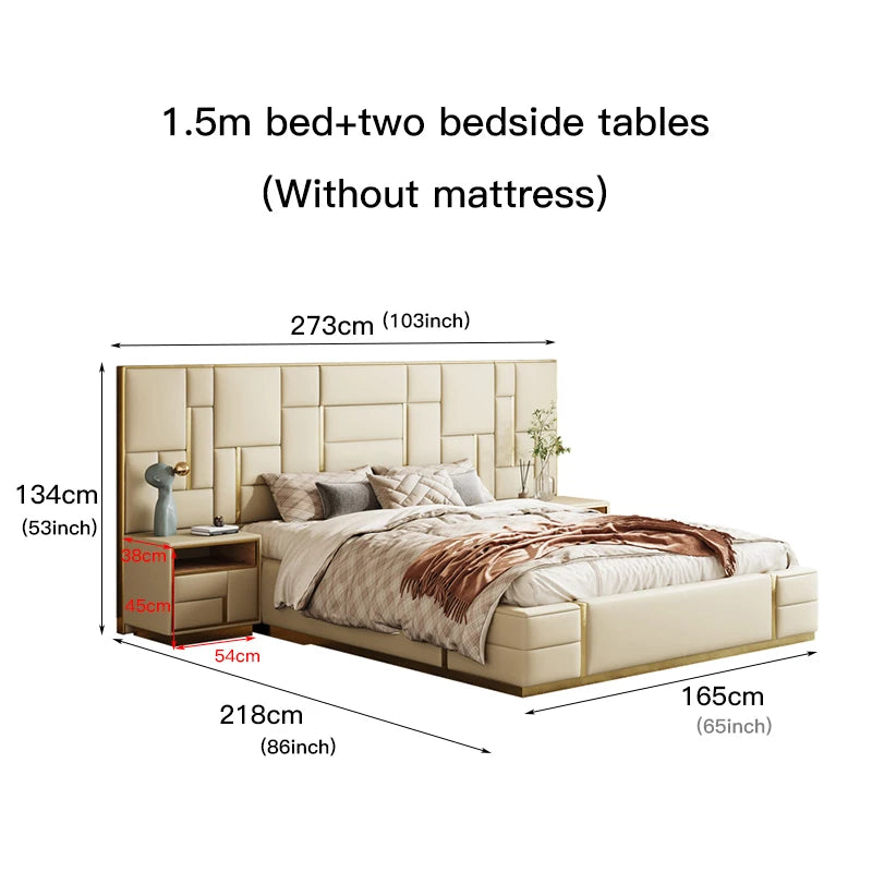 As a Bed King Size Luxury Bedroom Furniture Set Wooden Headboard And Nightstands Lit Deux Place With Double Bed Side Table