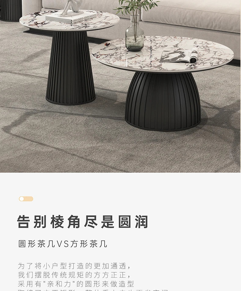 Cream Wind Rock Plate Coffee Table Living Room Small Simple Tea Table Center Modern Hallway Mesa Centro Salon Furniture Home