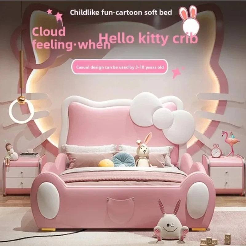 150X200cm Modern Childrens cartoon girl princ ess bed pink queen size bed frame full double bed complete bedroom furniture