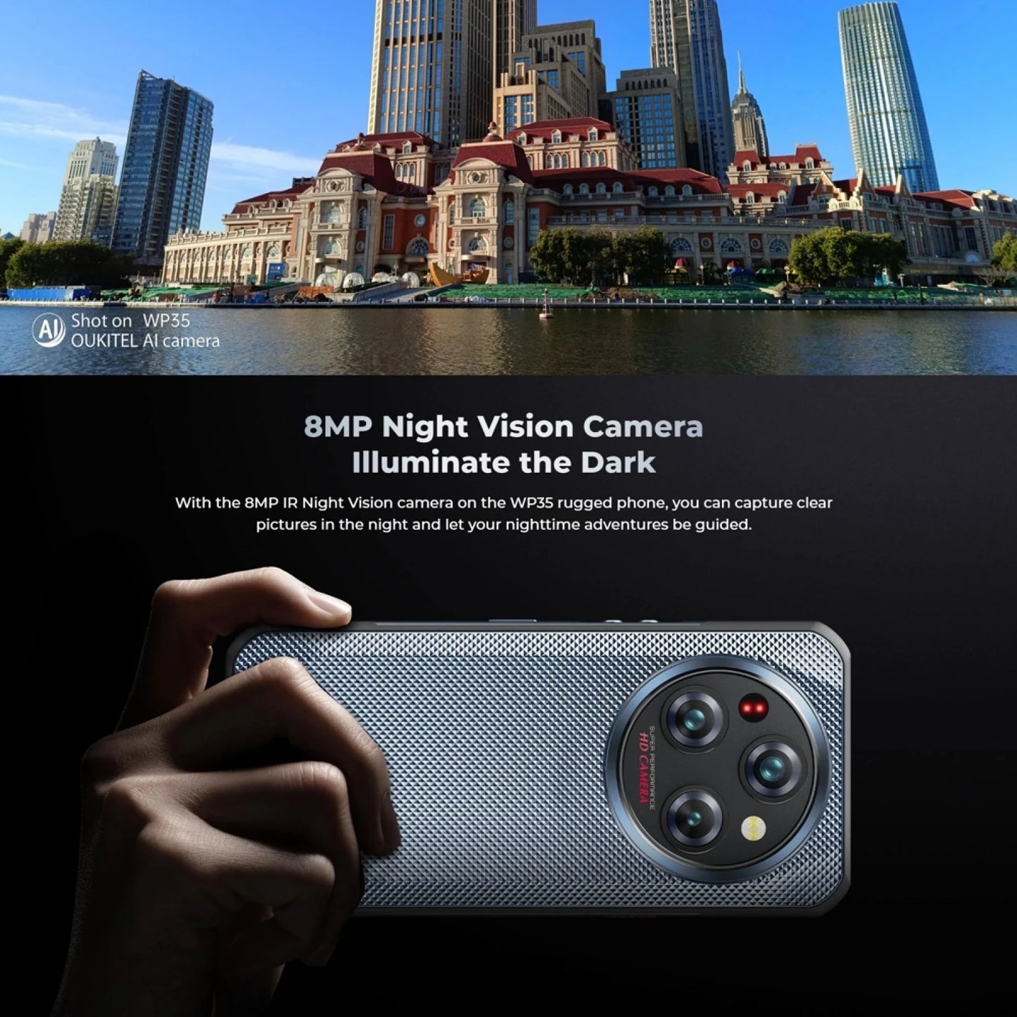 Oukitel WP35 5G Rugged Smartphone 8GB+256GB Android 14 MediaTek Dimensity 6100+ Octa Core 64MP Camera 11000mAh NFC Mobile Phone