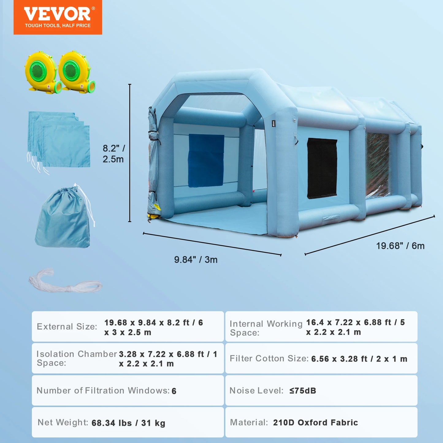 SucceBuy Inflatable Paint Booth with Blowers Inflatable Spray Booth Powerful Spray BoothCar Paint Tent Air Filter System