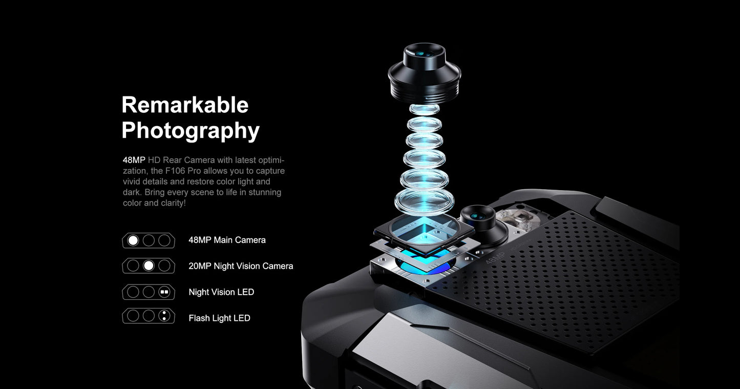 FOSSiBOT-F106PRO Rugged Smartphone, Android 14 Cellphone, 12000mAh, NFC, GPS, Helio G85, Mobile Phone, World Premiere