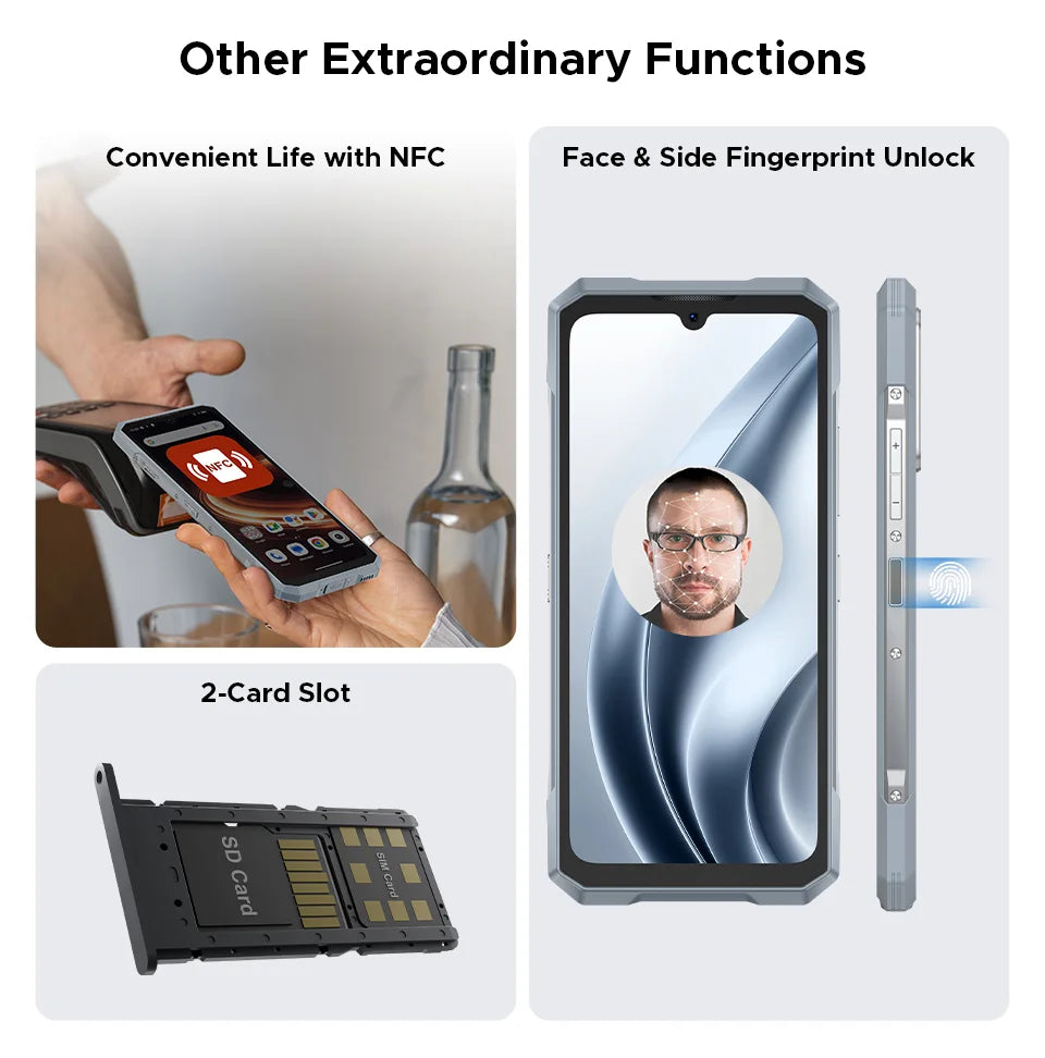 Global Version DOOGEE Blade GT Play Rugged Phone 20(8+12)GB 256GB 6.72” FHD+ 120Hz LED Light Effect Dimensity 7025 50MP Camera
