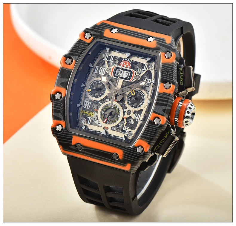 New generation sports hollow design business watch modern sports machinery wind quartz small three-disc craft watch