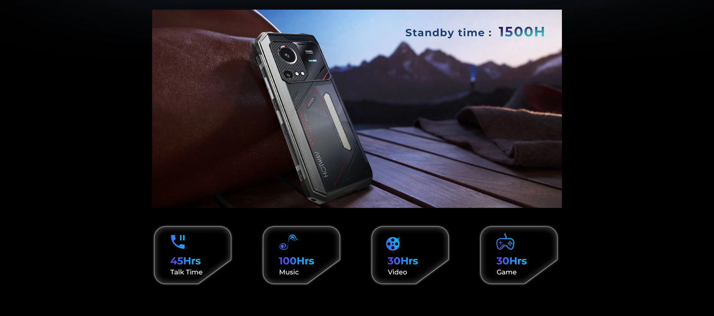 HOTWAV Hyper 7S Rugged Phone Android 15 10800mAh 20W Mobile Phone 5G Global Version 4GB 256GB Smartphone 6.6'' 120Hz Cellphone
