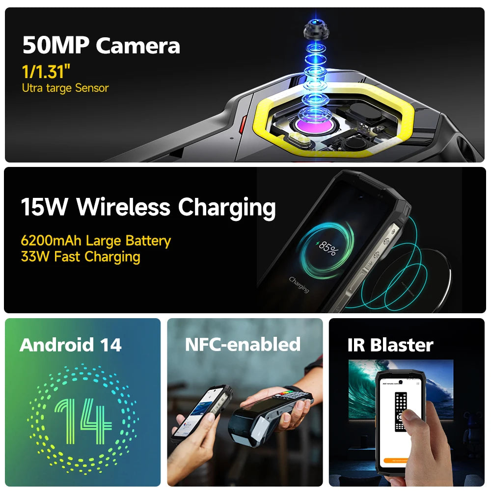 【World Premiere】Ulefone Armor Mini 20T Pro 5G 4.7" Display Rugged Phone LED Light Android 14 Smartphone 6200mAh 16GB+256GB 33W