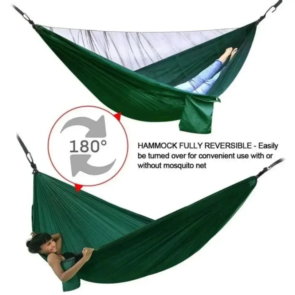 Lightweight Parachute Fabric Outdoor Hammock with Net for Camping Travel 250x120cm