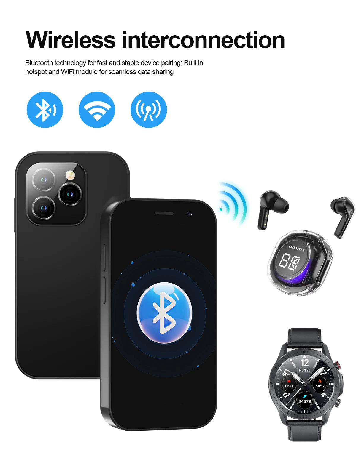 SERVO KING8000 4G Cellular Network Mini Smartphone Android 10.0 2GB+16GB 3" Display 5MP Camera Dual SIM With Play Store WhatsAPP