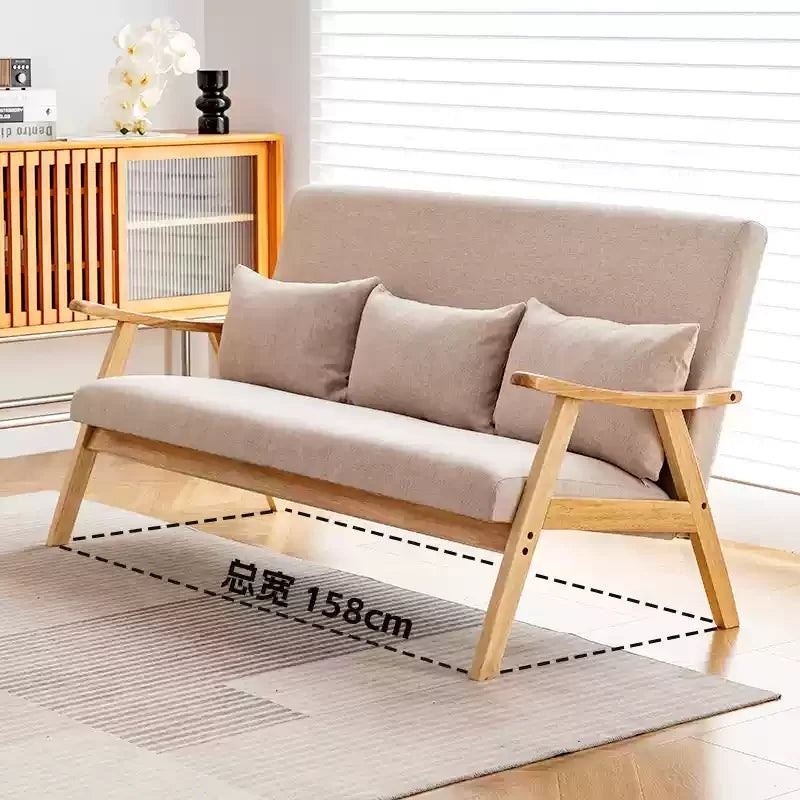 Single Sofa Chair, Boutique Hotel Guestroom Seat, Balcony Solid Wood Lounge Chair, Leisure Chair for Cozy Spaces
