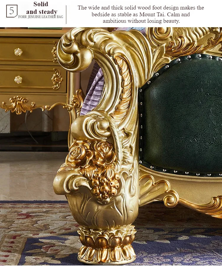 Luxury European King Size Bed Frame Large Master Sleeping Design Bed Frame Bedding Floor Camas De Dormitorio Bedroom Furniture