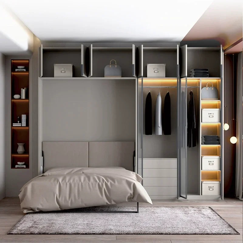 Multipurpose Custom Space Saving Furniture Hidden Wall Bed Revolving Vertical Ottoman Horizontal Folding Custom Murphy Bed