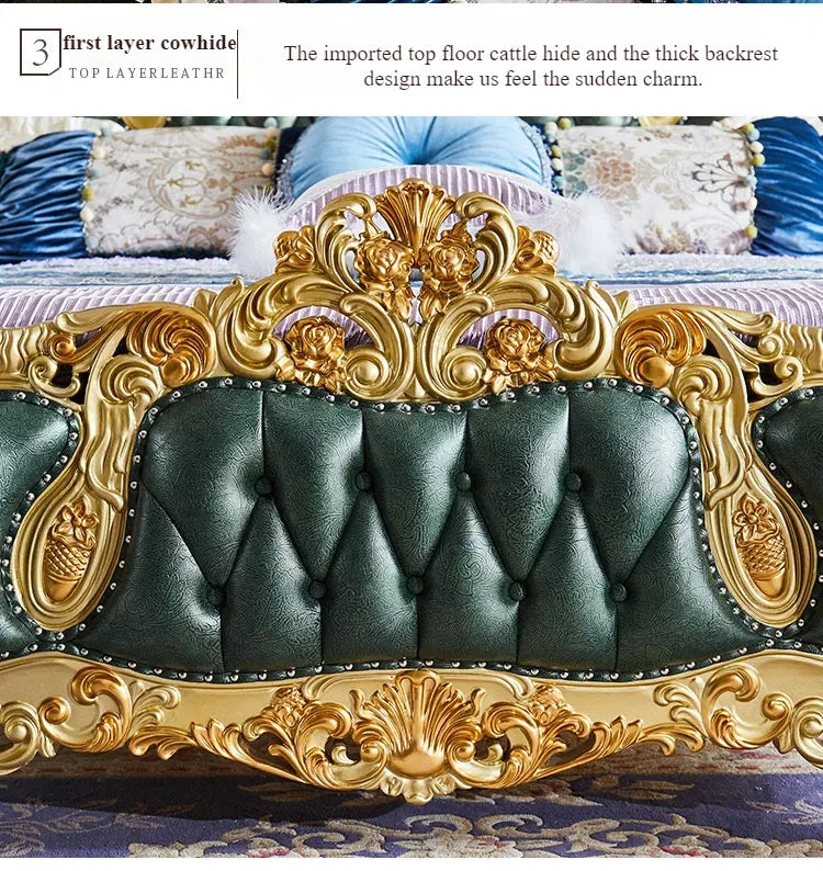 Luxury European King Size Bed Frame Large Master Sleeping Design Bed Frame Bedding Floor Camas De Dormitorio Bedroom Furniture