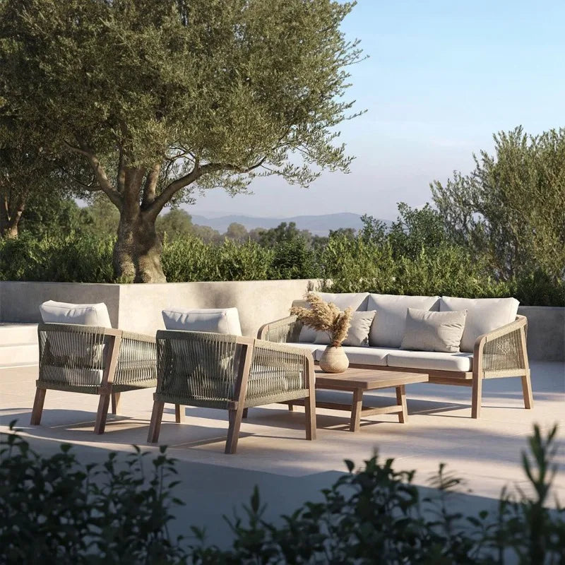Outdoor Garden Sofa Set Furniture Waterproof Cloth Aluminum Frame Sofa Set with Seat Cushion Outdoor Furniture Sofa Combination