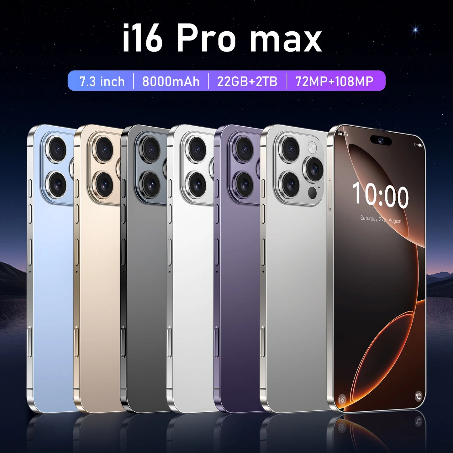 New i16 Pro Max original intelligent 5G dual card dual standby Android 14 system global version phones 8000mAh battery
