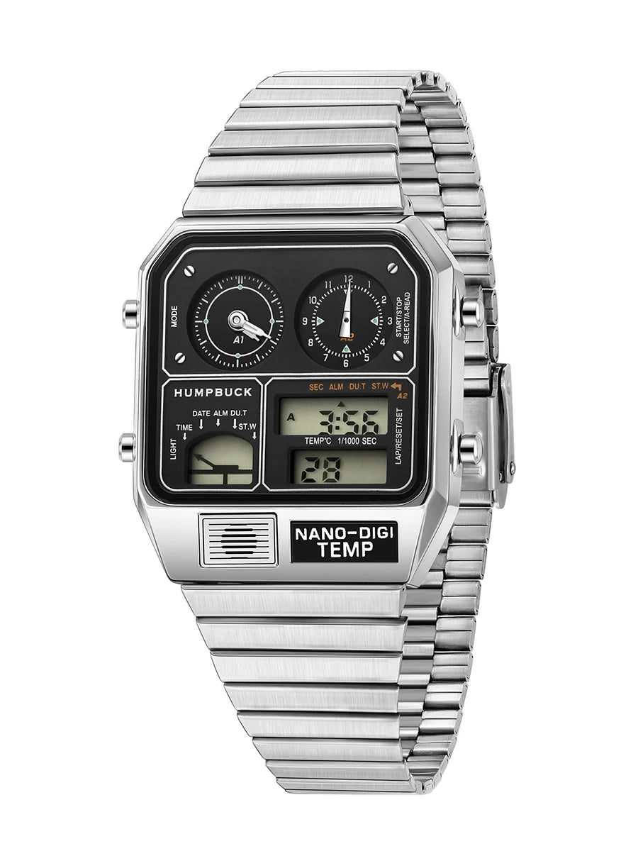 HUMPBUCK Digital Watches for Men Classic Themes Multifunctional Wristwatch with Temperature Stopwatch Dual Time and Calendar